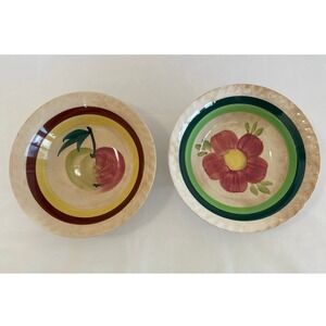 Vintage Hand Painted Ironstone Ware Japan Bowls Apple Flower Set of 2 Crazed